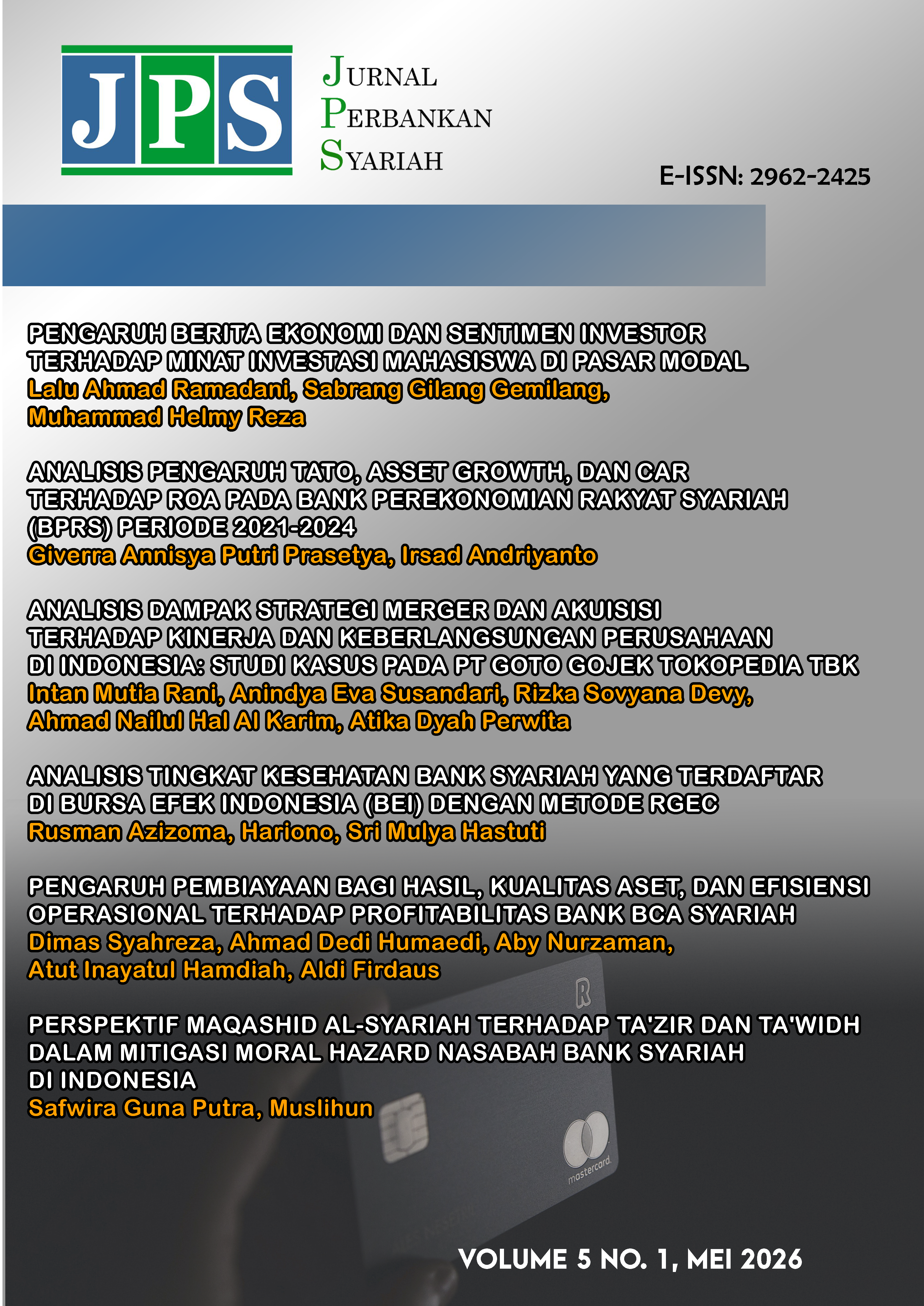 					View Vol. 5 No. 1 (2026): Jurnal Perbankan Syariah (JPS)
				